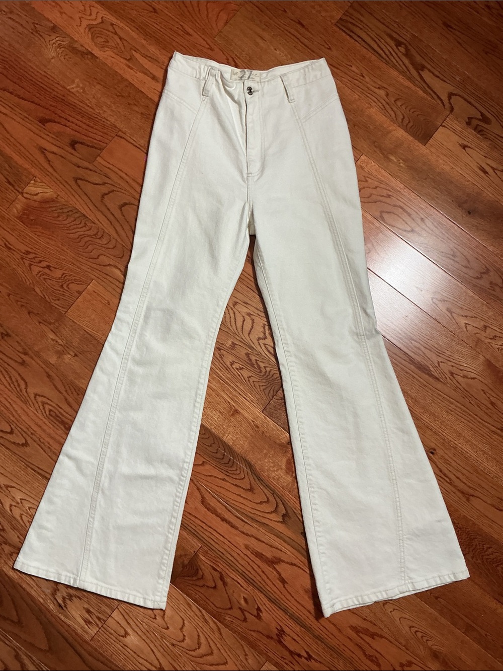 We The Free Ivory High-Rise Flare Jeans